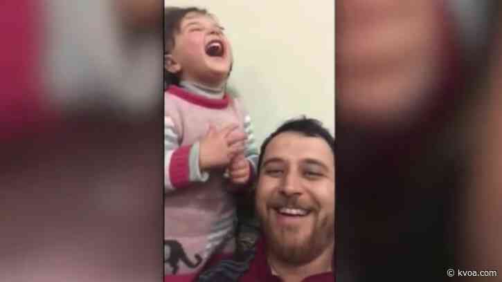 Syrian child taught to laugh not cry when sounds of shelling shake home