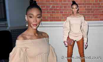 Winnie Harlow showcases sensational sense of style in two tone leather trousers