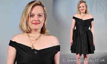 Elisabeth Moss channels old school Hollywood glamour in a black bardot Dior dress