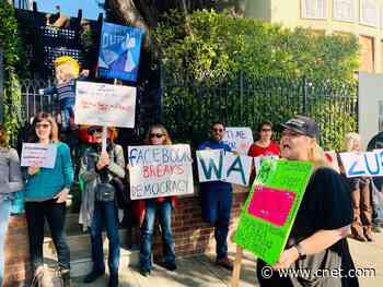 'Wake up Zuck!' Protesters gather outside of Facebook CEO's San Francisco home     - CNET