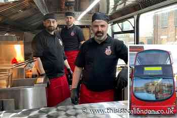 London bus transformed into Last Stop Kebab restaurant in Edmonton