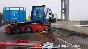 Long delays on M62 in Warrington after jackknifed lorry causes diesel spill