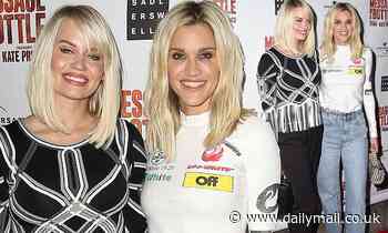Ashley Roberts cuts a stylish figure in flared jeans as she reunites with Kimberley Wyatt