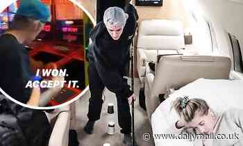 Justin and Hailey Bieber chill on private plane