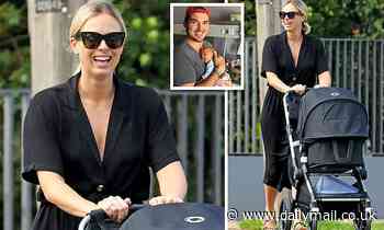 Sylvia Jeffreys shows off her trim post-baby body as she dotes on newborn son in Sydney