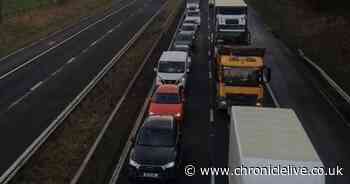 Miles of A1 queues as emergency services close road to deal with tanker leaking hydrogen