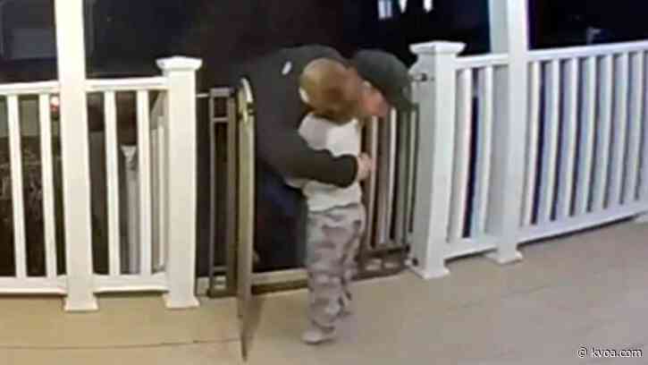 Video goes viral of toddler hugging pizza delivery man