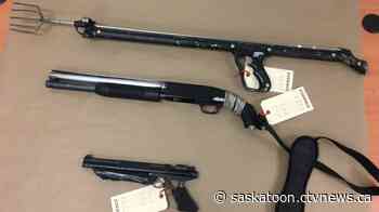 Spear gun, sawed-off shotgun seized during Prince Albert search