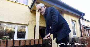 Outgoing Labour leader Jeremy Corbyn visits flood victims in Wales