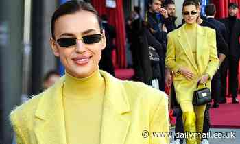 Irina Shayk displays her trendy sense of style as she attends Furla event during Milan Fashion Week