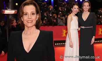 Sigourney Weaver wows in plunging black gown at premier of My Salinger Year in Berlin