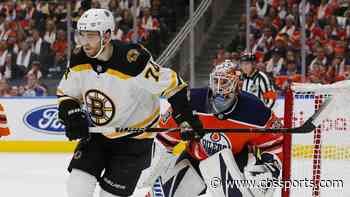 Bruins' Jake DeBrusk shares special moment with his father during pregame interview