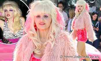 Emmy Rossum is a dead ringer for Angelyne on the set of TV mini series about the LA billboard icon