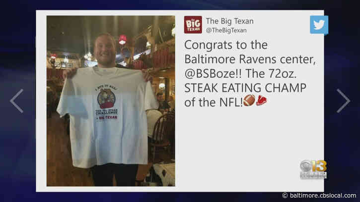 Ravens Offensive Lineman Bradley Bozeman Wins Steak Eating Challenge In Texas