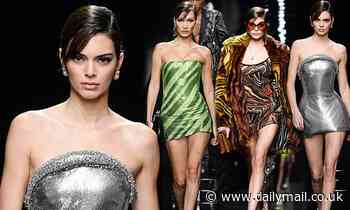 Kendall Jenner joins glamorous Bella Hadid and Kaia Gerber on the Versace runway