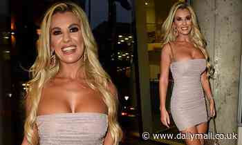 Christine McGuinness slips into VERY busty glitter mini dress and heels for RHOC filming