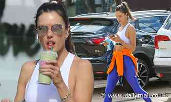 Alessandra Ambrosio wears white sports bra to grueling exercise class in Malibu