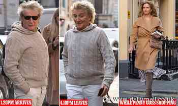 Rod Stewart spends nearly THREE HOURS in a hair salon only to emerge looking virtually the same