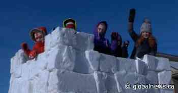 Saskatoon dad builds snow castle in front yard for kids to play on every winter - Global News