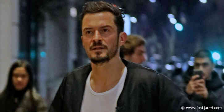 Orlando Bloom & Dog Mighty Return To Their Hotel in Milan