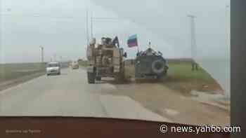 U.S. military truck caught on camera ramming Russian jeep off Syrian road