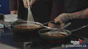 Homemade hot wing sauce with the team from Hudsons Canada’s Pub