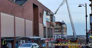 North Shields road closed after sign blows off The Beacon Shopping Centre