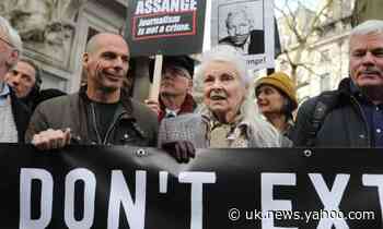 Protesters gather on eve of Julian Assange extradition hearing