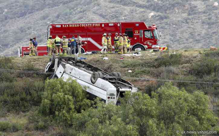 Charter bus rollover kills 3, injures 18 outside San Diego
