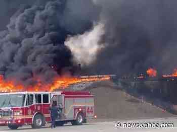 Driving home from the hospital 3 days after giving birth, a woman saved a man from a burning oil tanker