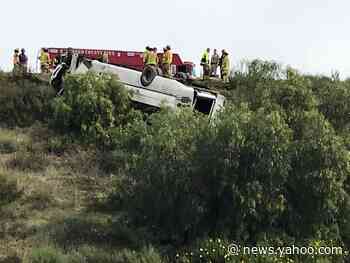 Three killed, 18 injured when bus rolls over on highway embankment