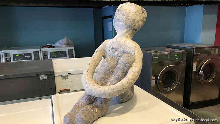 Artist Displays Unique Sculpture At Lawrenceville Laundromat