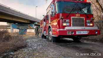 Man hospitalized in serious condition following fire at homeless encampment near DVP