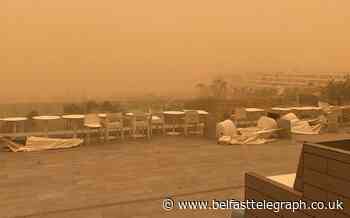 ADDS PARS 15-21 Saharan sandstorm leaves British holidaymakers stranded at airports