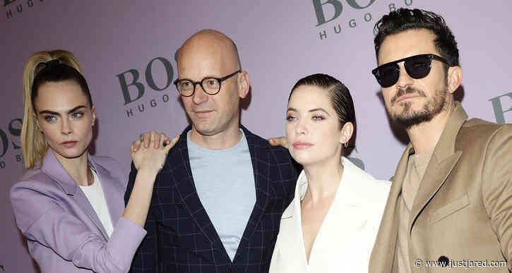 Orlando Bloom Brings Pup Mighty To Boss Fashion Show with Cara Delevingne & Ashley Benson