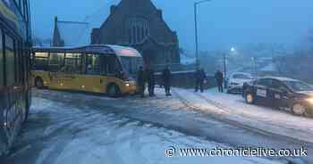 See heavy snow bring traffic to a standstill in County Durham