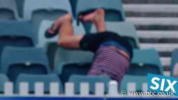 Women's T20 World Cup: Australia v Sri Lanka - Fan takes a diving catch off Chamari Atapattu