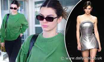 Kendall Jenner goes make-up free at JFK after stunning at Versace show in Milan