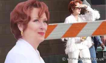 Meryl Streep rocks flame-haired look as the acting titan steps onto the Los Angeles set of The Prom