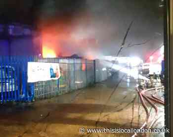 Huge fire breaks out near Hackbridge station