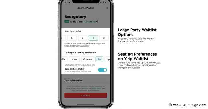 Yelp beefs up its waitlist feature, including support for large parties