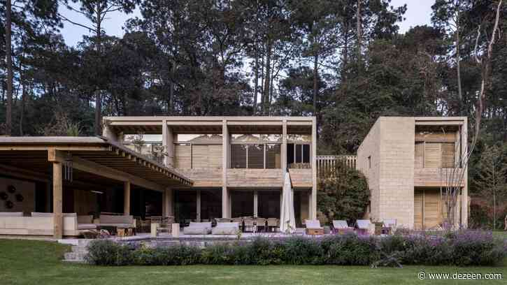 Mud brick walls form House in Avandaro by Taller Hector Barroso