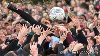 Hundreds gather in Derbyshire for Shrovetide football match