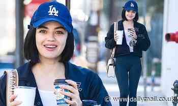Lucy Hale shows her LA Dodgers pride as she leaves the gym after grueling workout