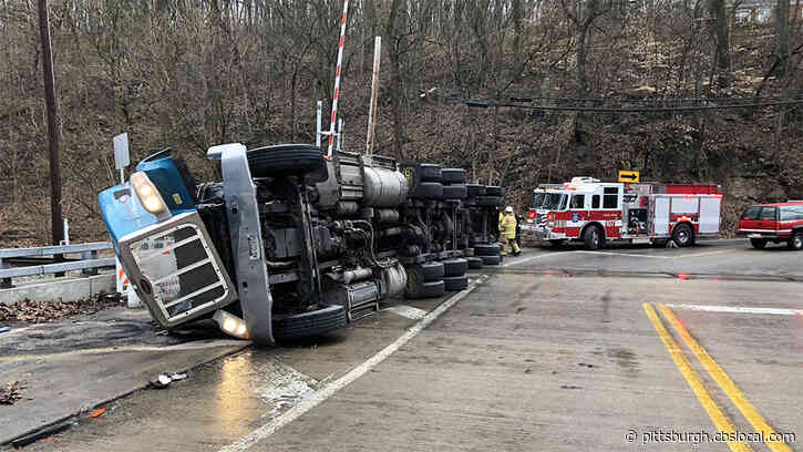 Overturned Tractor Trailer Shut Down Road, Rail Traffic In South Hills