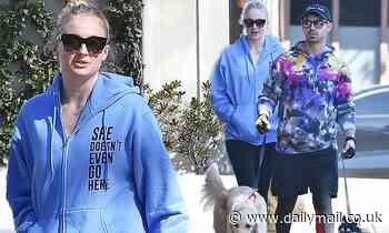 Sophie Turner and husband Joe Jonas are seen with their dogs in LA