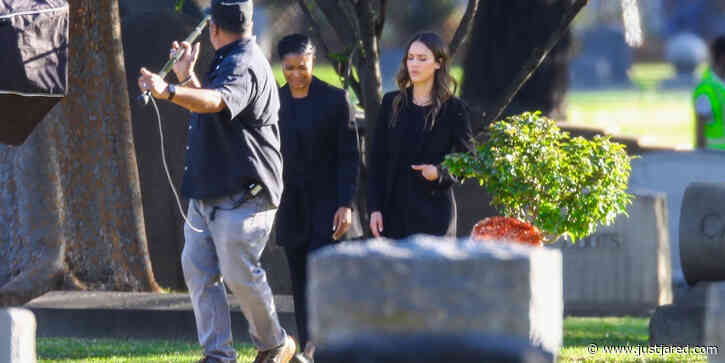 Jessica Alba & Gabrielle Union Film Emotional Scene at a Cemetery for 'L.A.'s Finest'