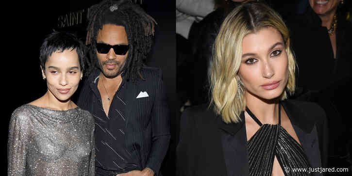 Zoe Kravitz Steps Out For Saint Laurent Fashion Show With Dad Lenny & Hailey Bieber