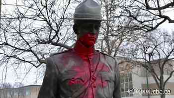 Winnipeg RCMP headquarters, monument honouring fallen officers, human rights museum vandalized