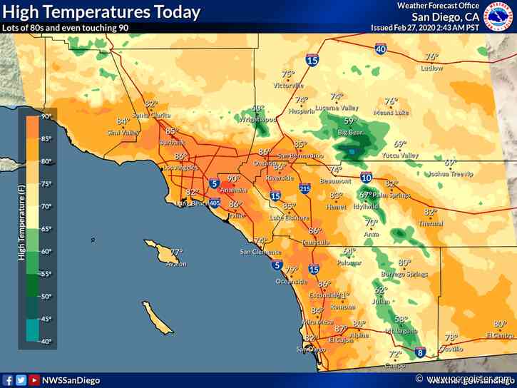 Southern California heat could break records Thursday